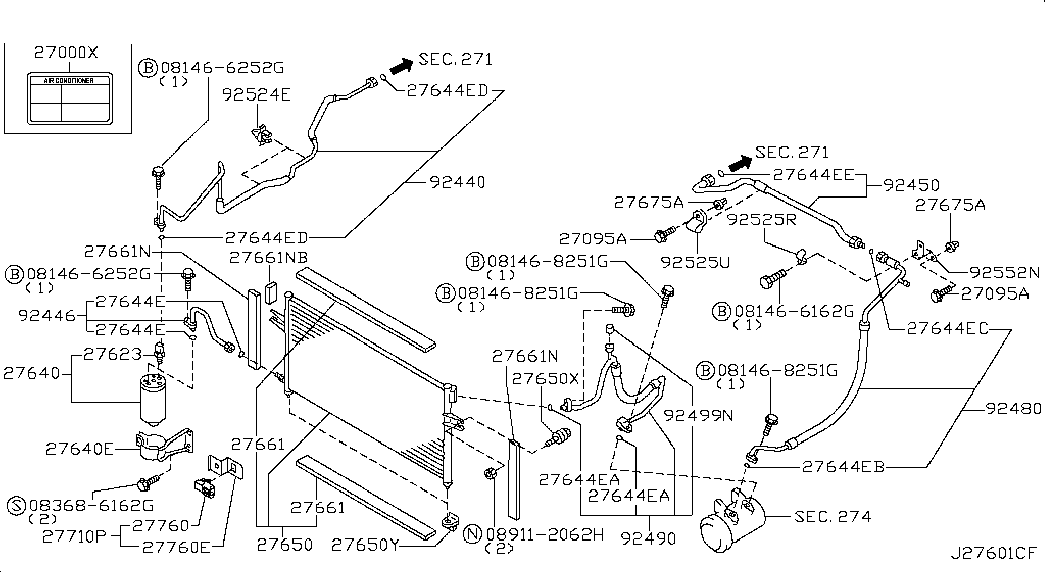 Трубка компрессора кондиционера для Ниссан NP-300 2008-2018