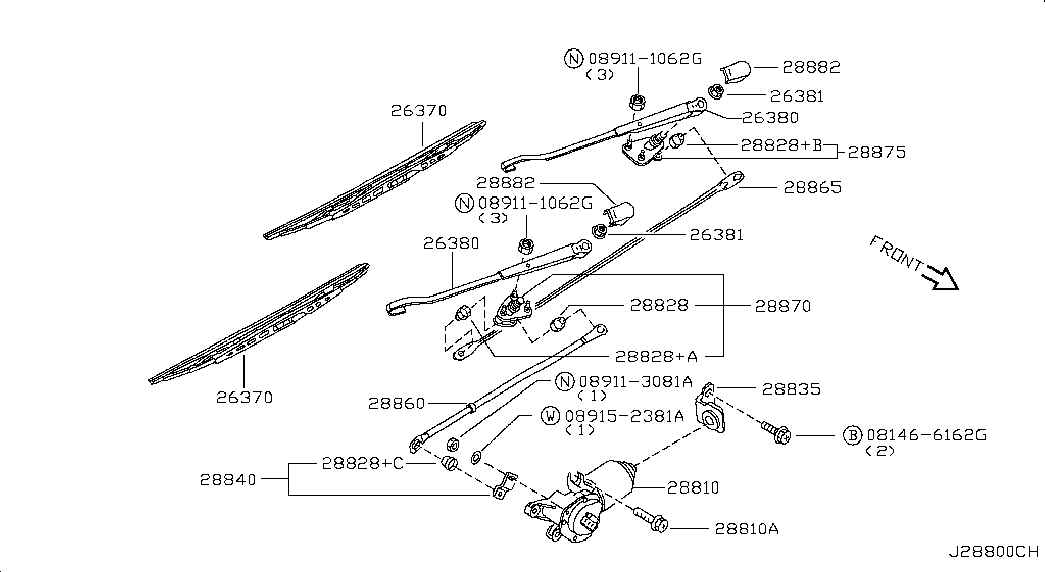 Трапеция переднего стеклоочистителя для Ниссан NP-300 2008-2018