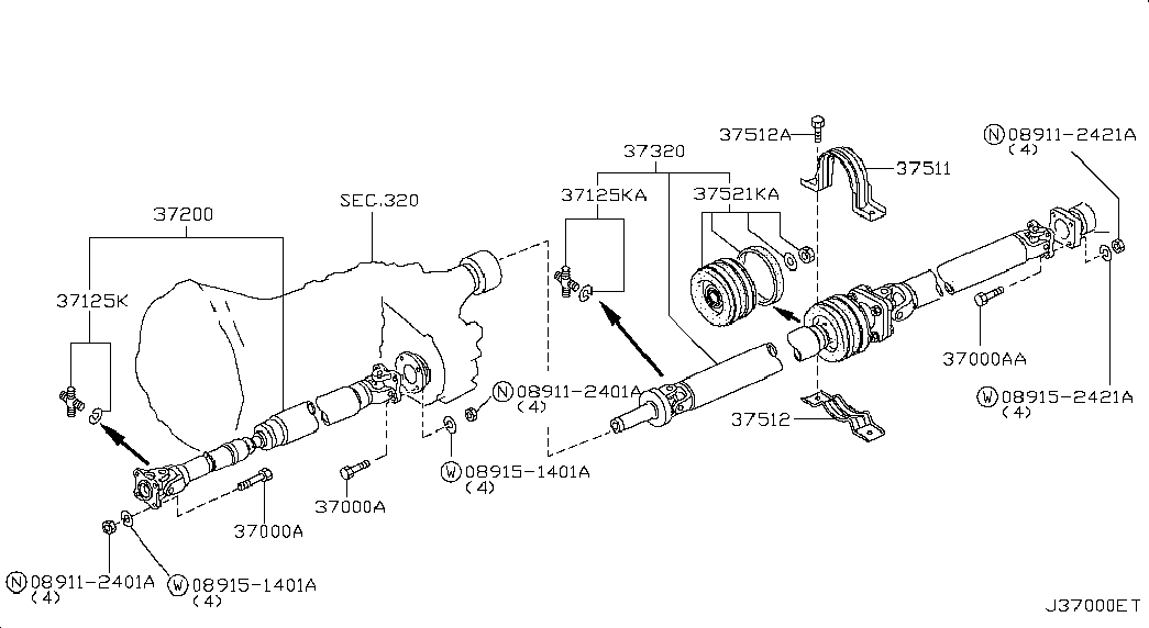 Карданный вал передний для Ниссан NP-300 2008-2018