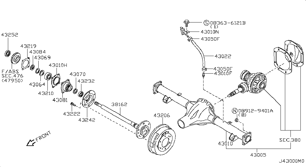 Задний мост для Ниссан NP-300 2008-2018
