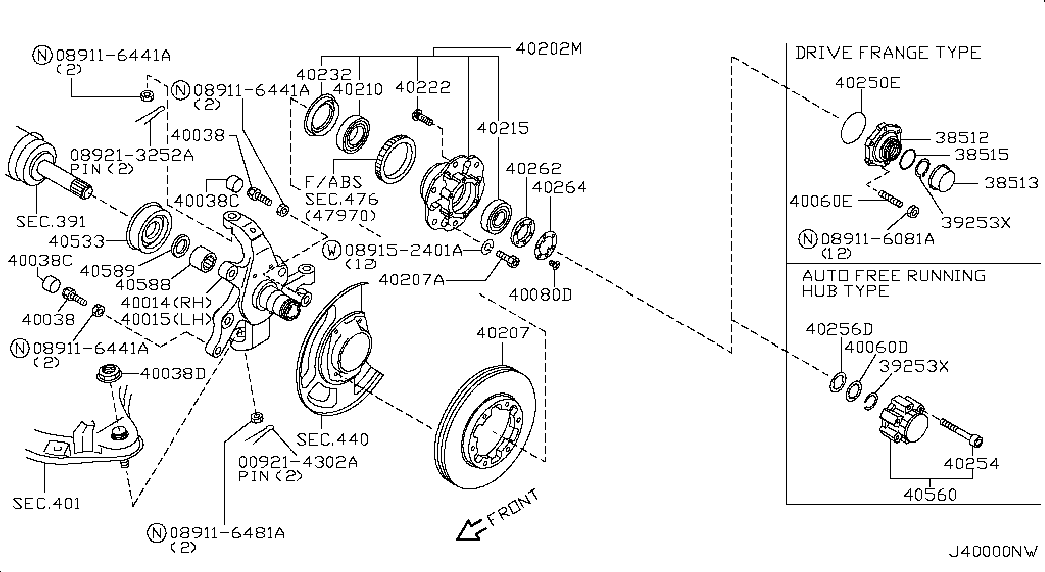 Поворотный кулак передний правый для Ниссан NP-300 2008-2018