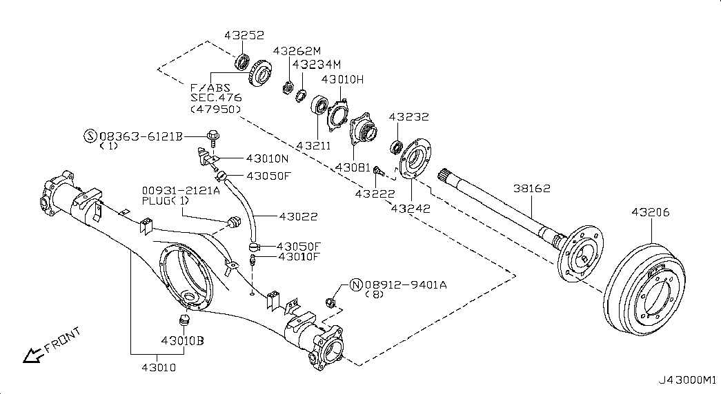 Балка задняя для Ниссан NP-300 2008-2018