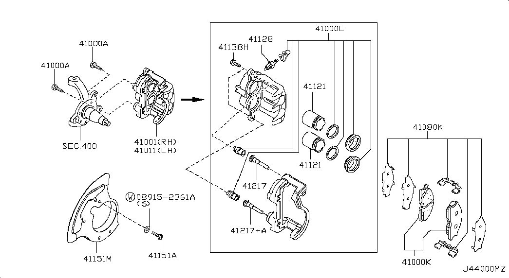 Суппорт тормозной передний правый для Ниссан NP-300 2008-2018