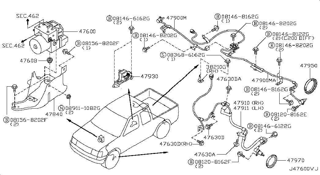 Датчик АБС задний левый для Ниссан NP-300 2008-2018