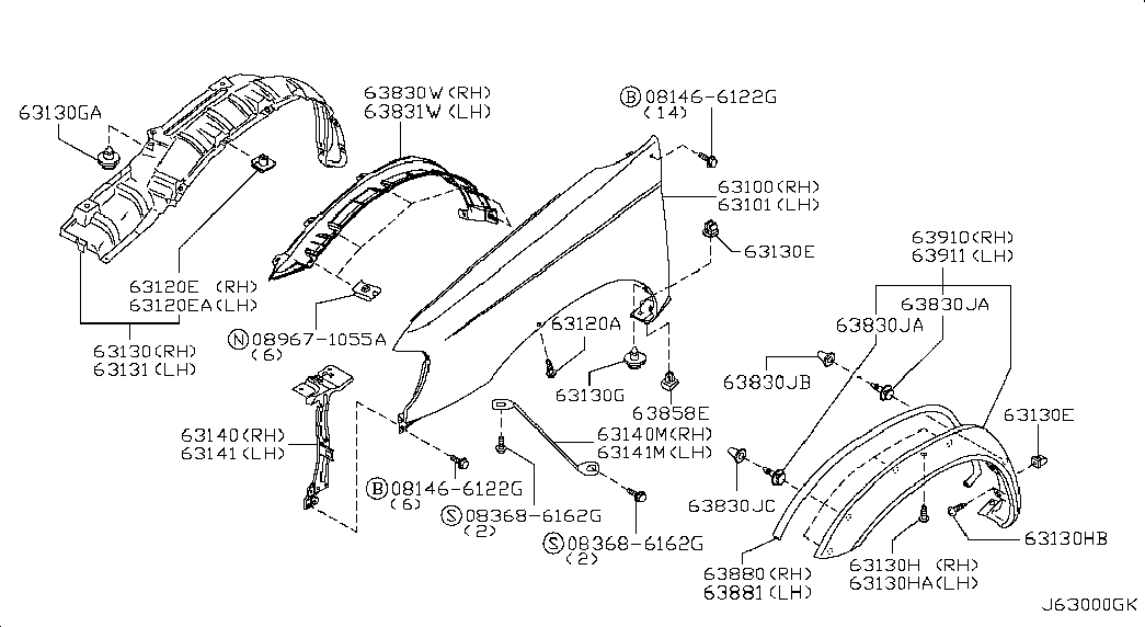 Подкрылок передний левый для Ниссан NP-300 2008-2018