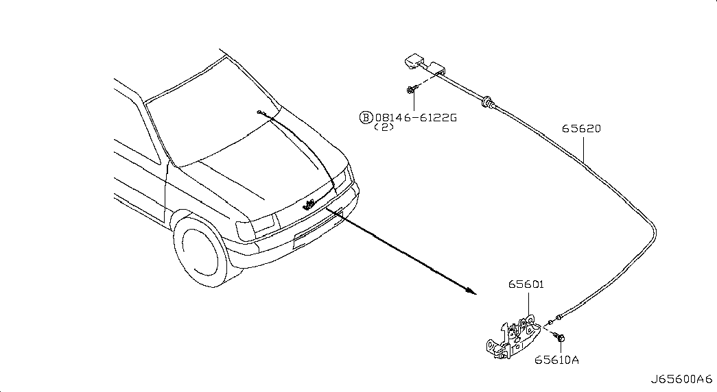 Замок капота для Ниссан NP-300 2008-2018