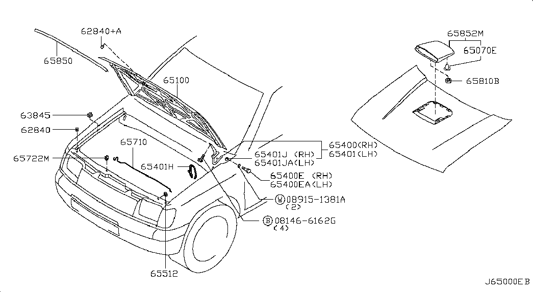 Петля капота левая для Ниссан NP-300 2008-2018