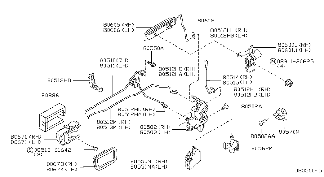 Ручка передней левой двери для Ниссан NP-300 2008-2018