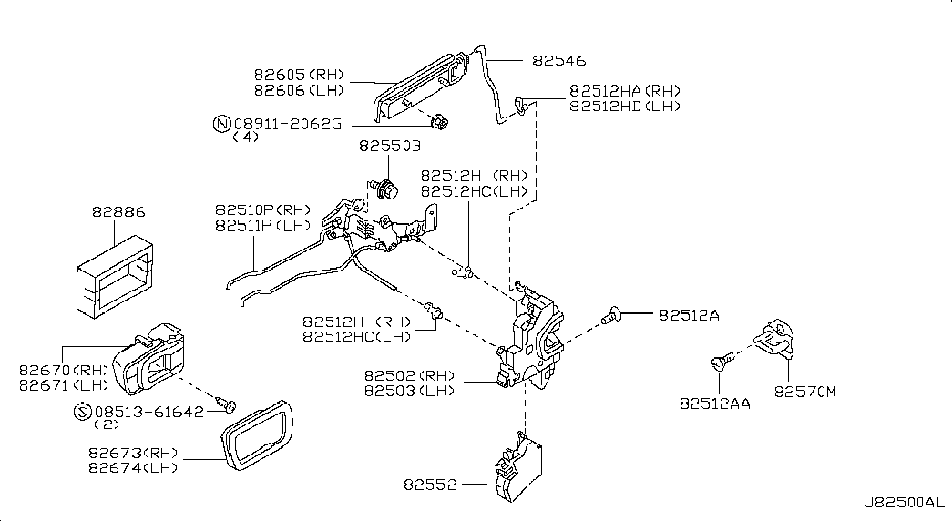 Ручка задней правой двери для Ниссан NP-300 2008-2018