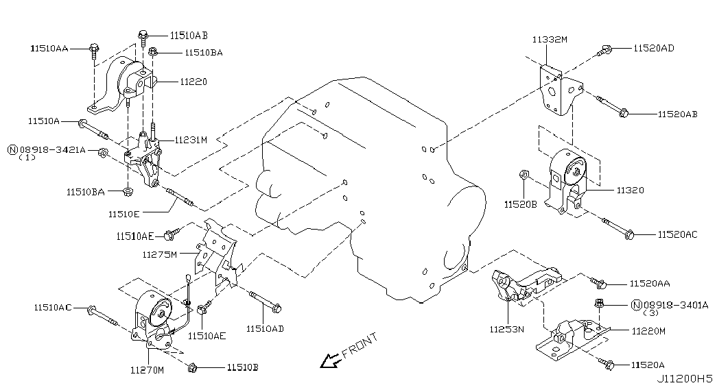 Подушка двигателя правая для Ниссан Мурано 2002-2008