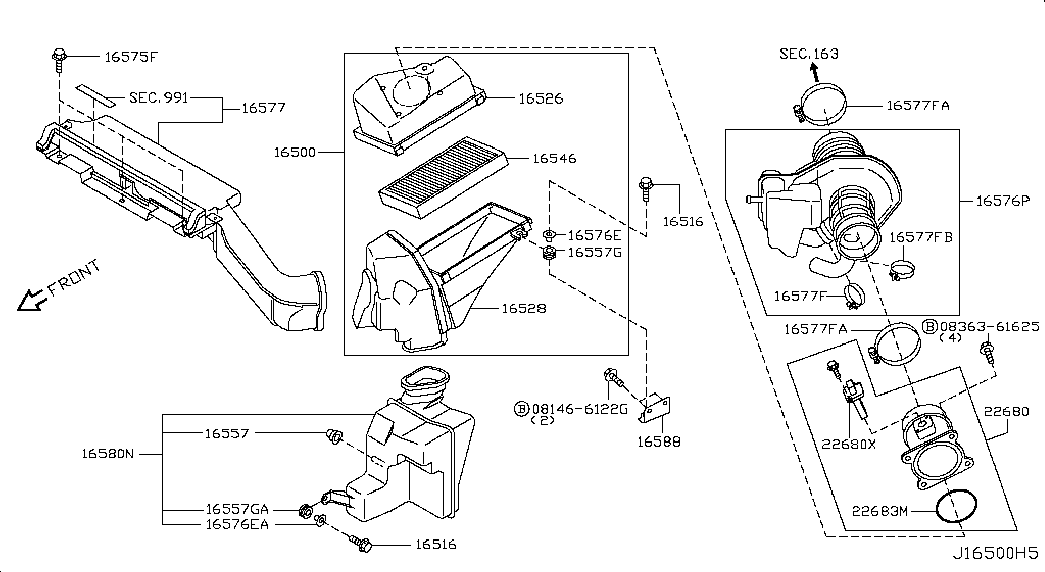 Фильтр воздушный-моторный для Ниссан Мурано 2002-2008