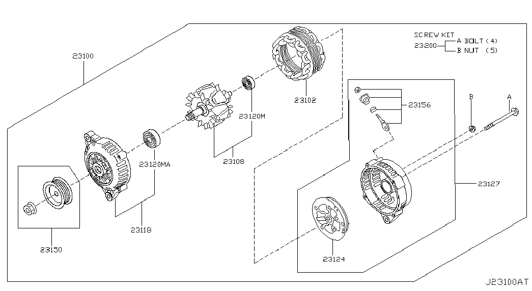 Генератор в сборе для Ниссан Мурано 2002-2008