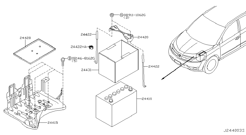 Аккумулятор для Ниссан Мурано 2002-2008