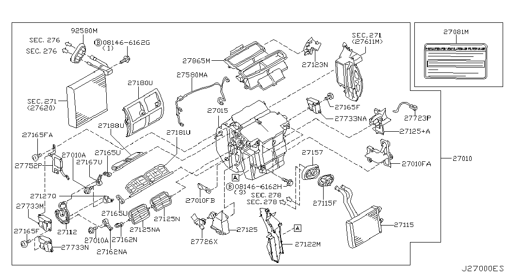 Мотор вентилятора кондиционера для Ниссан Мурано 2002-2008