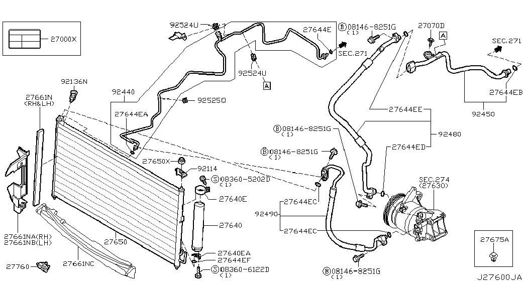 Радиатор кондиционера в сборе для Ниссан Мурано 2002-2008