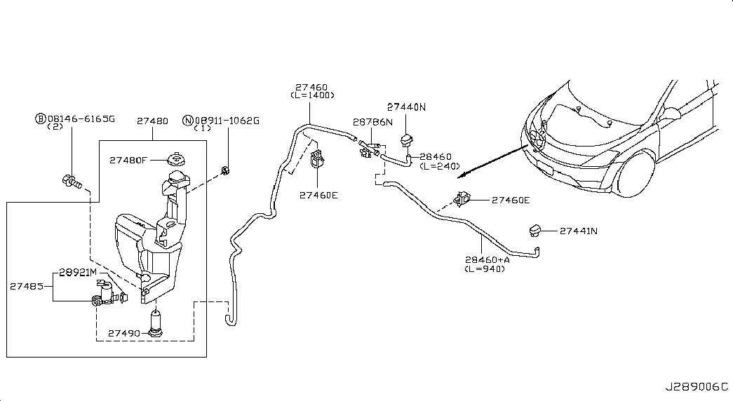 Фаро-омыватель правый для Ниссан Мурано 2002-2008