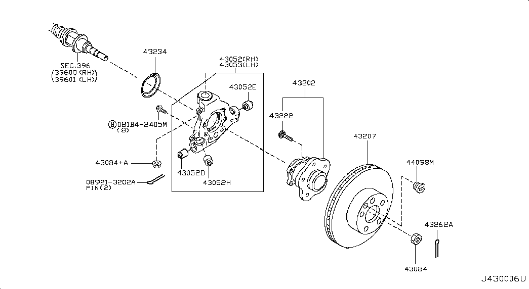 Поворотный кулак задний левый для Ниссан Мурано 2002-2008