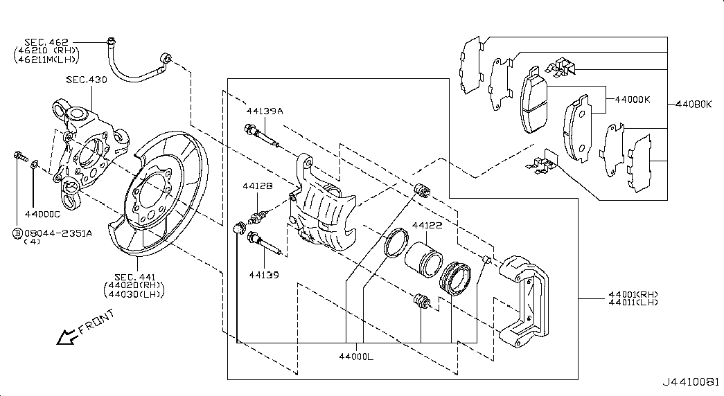 Суппорт тормозной задний правый для Ниссан Мурано 2002-2008