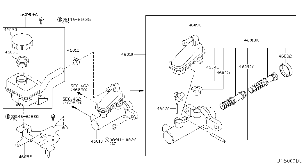 Главный тормозной цилиндр с бачком для Ниссан Мурано 2002-2008
