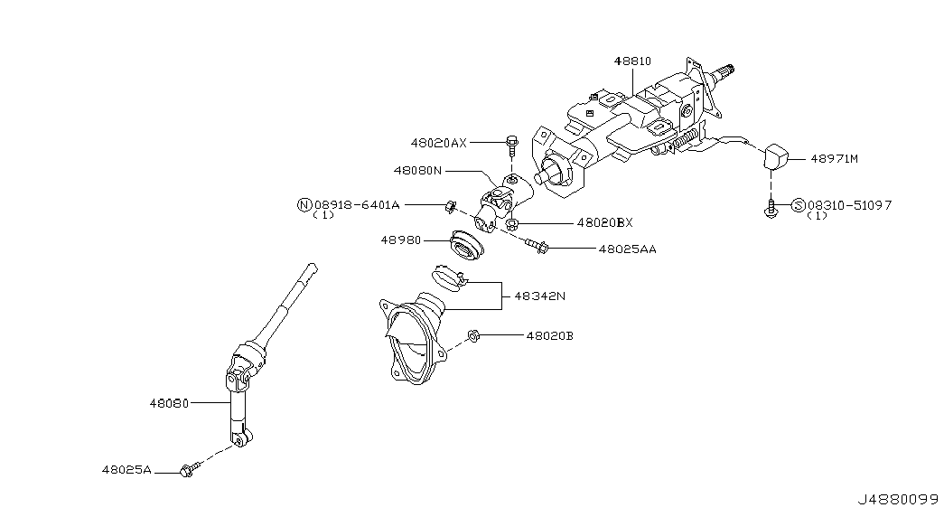 Рулевая колонка в сборе для Ниссан Мурано 2002-2008