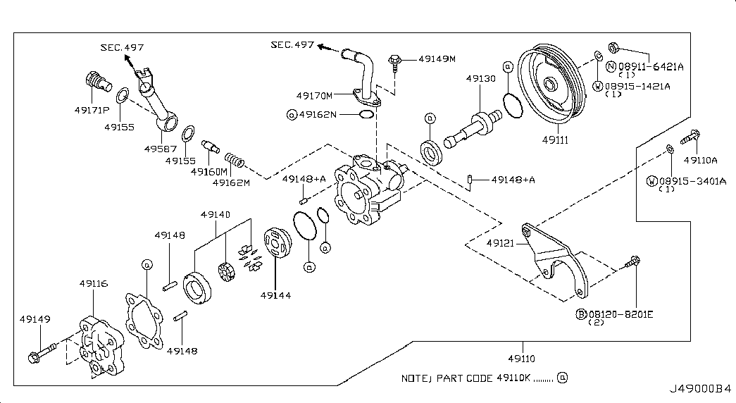 Насос ГУР для Ниссан Мурано 2002-2008