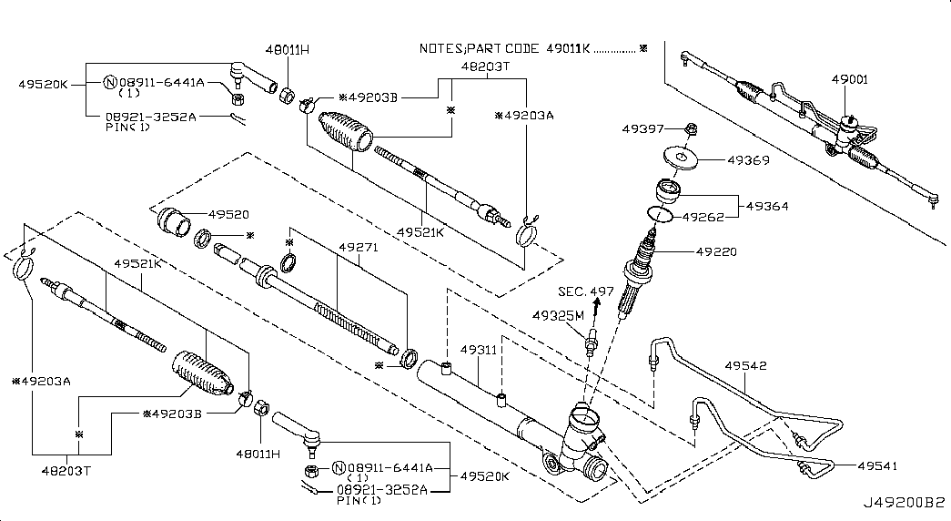 Рулевая рейка для Ниссан Мурано 2002-2008