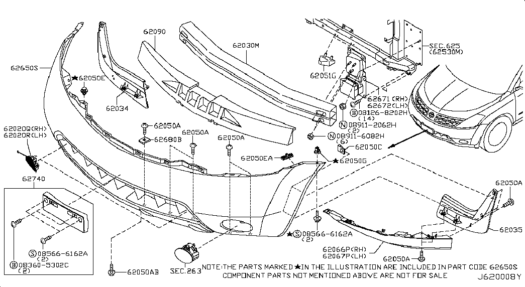 Бампер передний для Ниссан Мурано 2002-2008