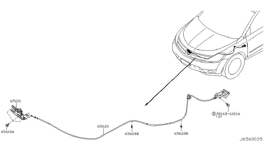 Замок капота для Ниссан Мурано 2002-2008