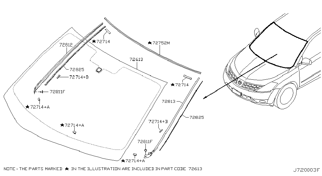 Лобовое стекло для Ниссан Мурано 2002-2008