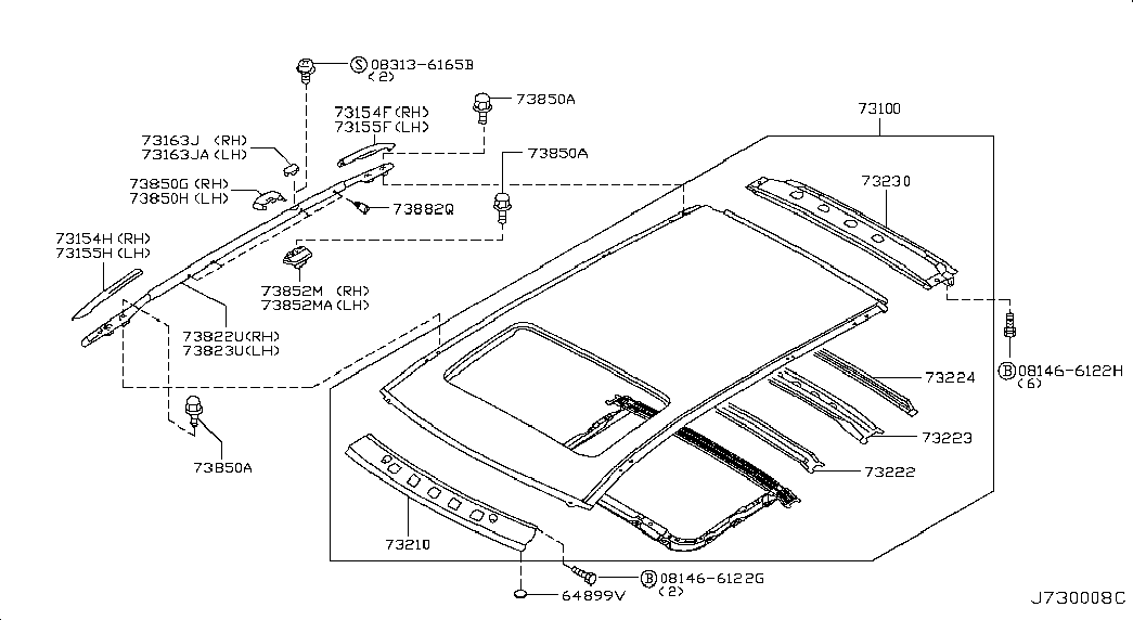 Рейлинг правый для Ниссан Мурано 2002-2008