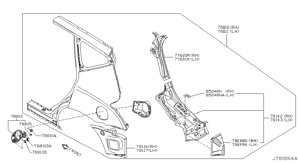 Крыло заднее левое для Ниссан Мурано 2002-2008