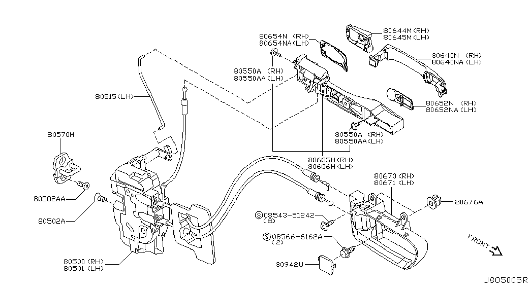Ручка передней правой двери для Ниссан Мурано 2002-2008