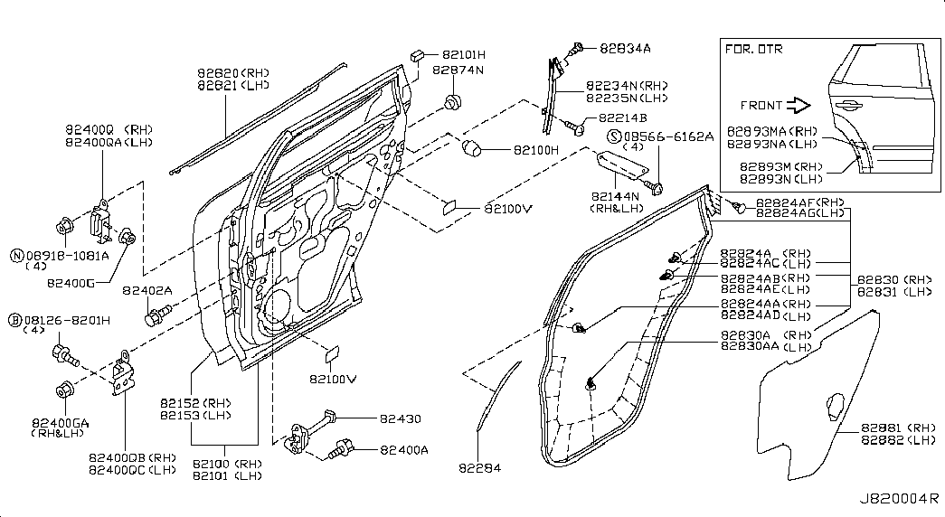 Дверь задняя левая для Ниссан Мурано 2002-2008