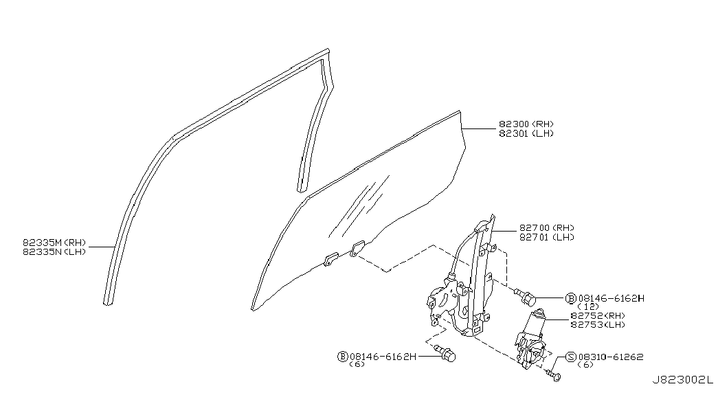 Стекло задней правой двери для Ниссан Мурано 2002-2008