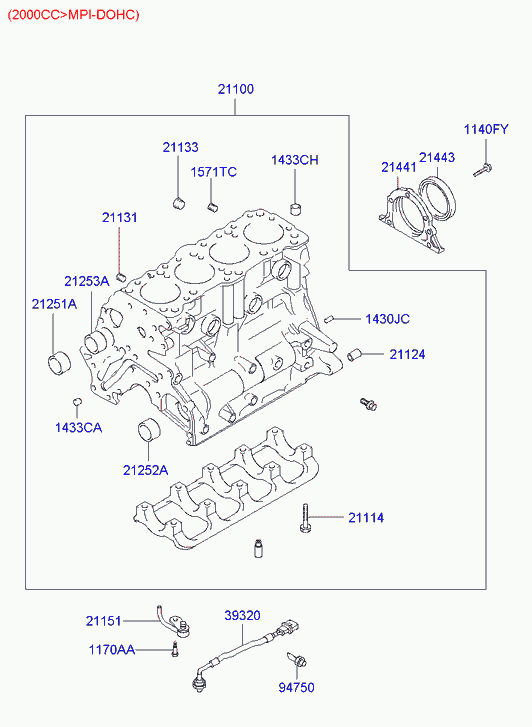 Блок цилиндров в сборе для Хендай Траджет 2004-2008