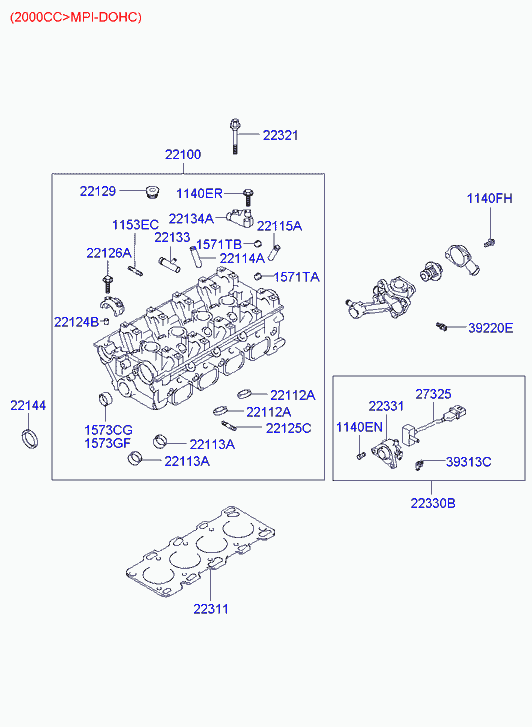 Головка блока цилиндров в сборе для Хендай Траджет 2004-2008