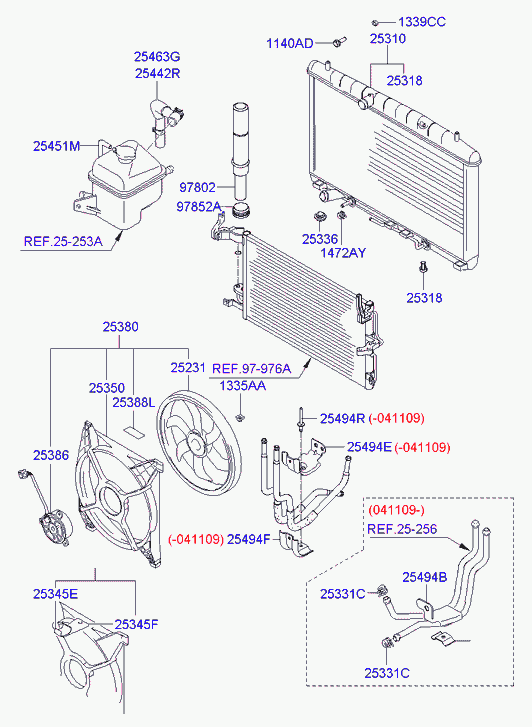 Крыльчатка вентилятора охлаждения двигателя для Хендай Траджет 2004-2008
