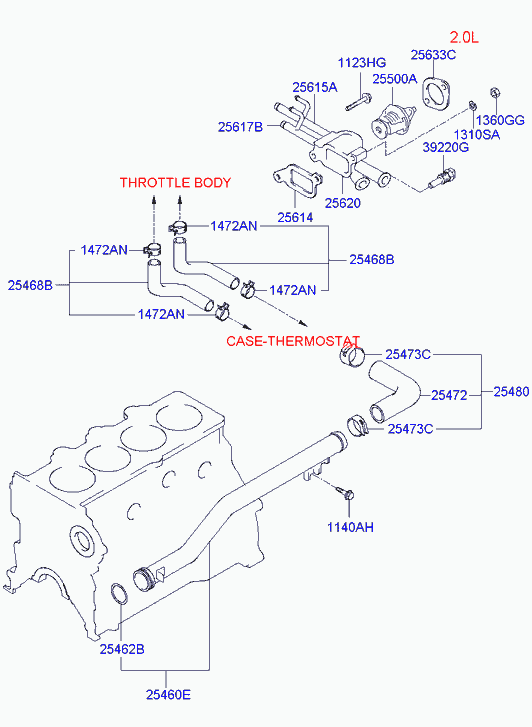 Корпус термостата в сборе для Хендай Траджет 2004-2008