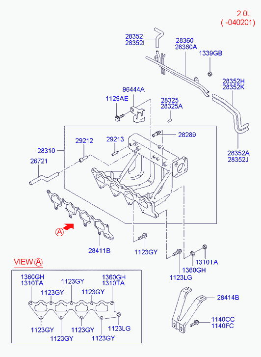 Коллектор впускной для Хендай Траджет 2004-2008