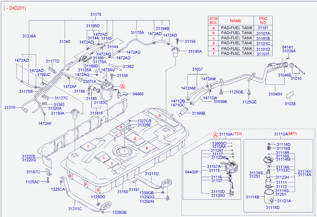 Топливный насос в сборе для Хендай Траджет 2004-2008