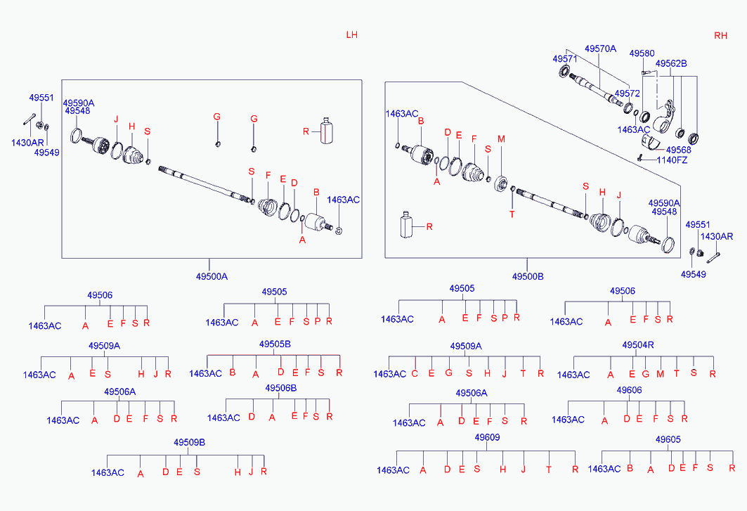 Приводной вал передний правый для Хендай Траджет 2004-2008