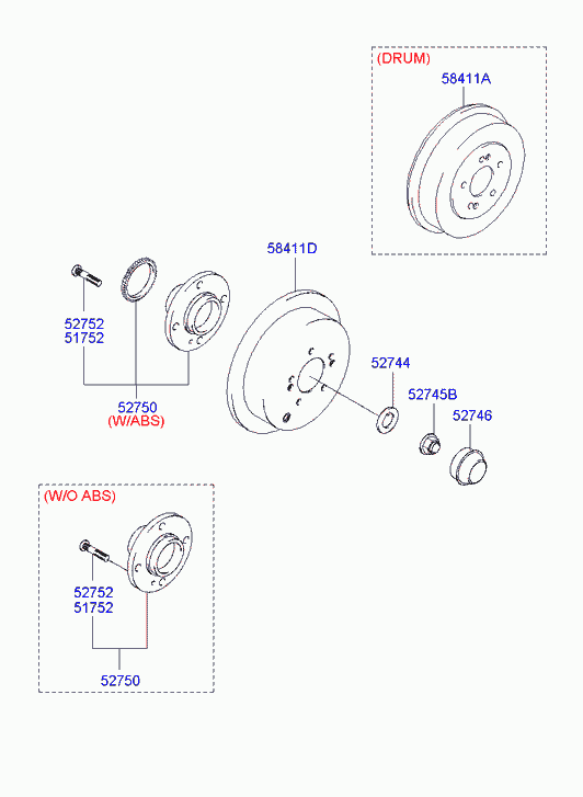 Ступица задняя правая для Хендай Траджет 2004-2008