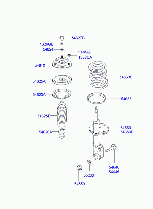 Стойка передняя правая для Хендай Траджет 2004-2008