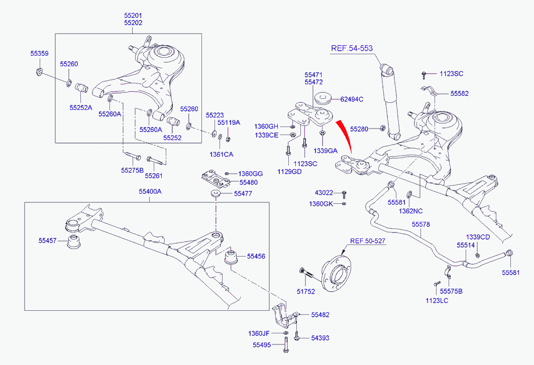 Рычаг задний нижний правый для Хендай Траджет 2004-2008
