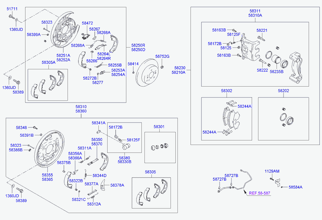 Суппорт тормозной задний правый для Хендай Траджет 2004-2008