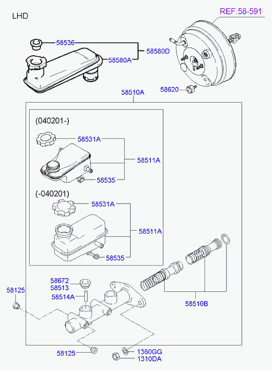 Главный тормозной цилиндр с бачком для Хендай Траджет 2004-2008