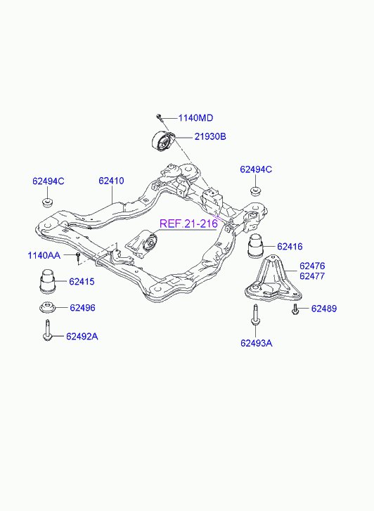 Подрамник передний для Хендай Траджет 2004-2008