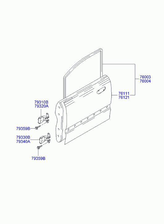 Дверь передняя правая для Хендай Траджет 2004-2008