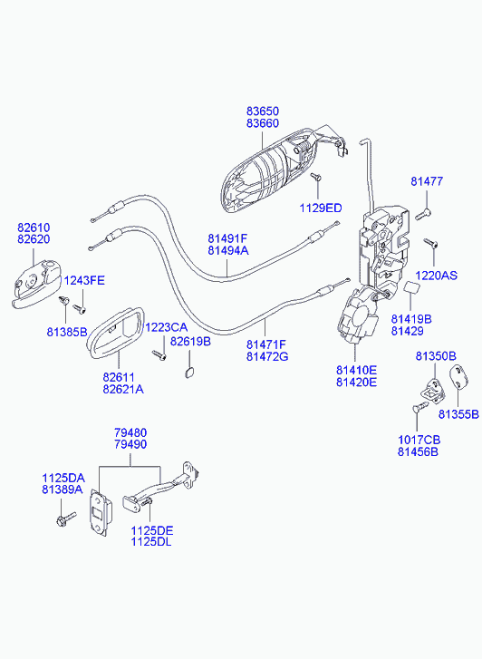 Замок задней левой двери для Хендай Траджет 2004-2008