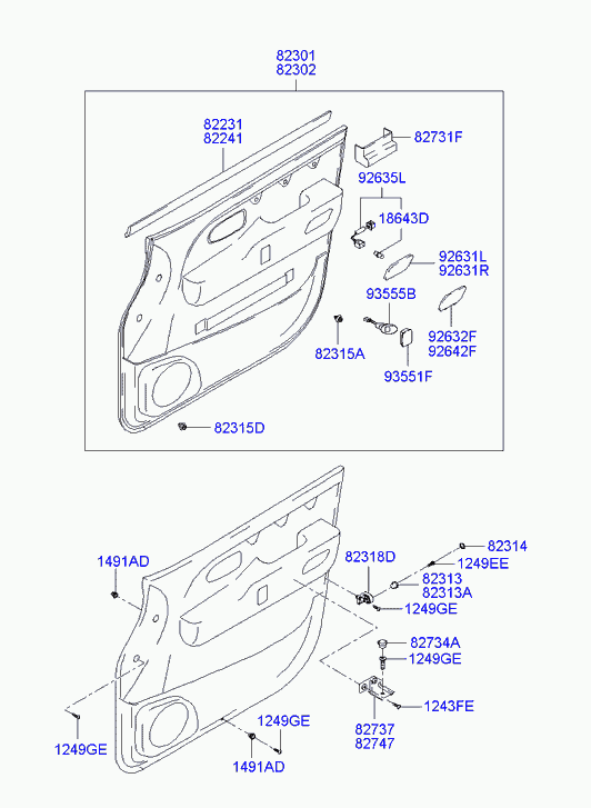 Панель отделки передней левой двери для Хендай Траджет 2004-2008
